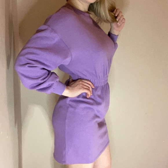 NWOT Cozy Purple Sinched Sweater Dress Long Sleeve - Picture 2 of 7
